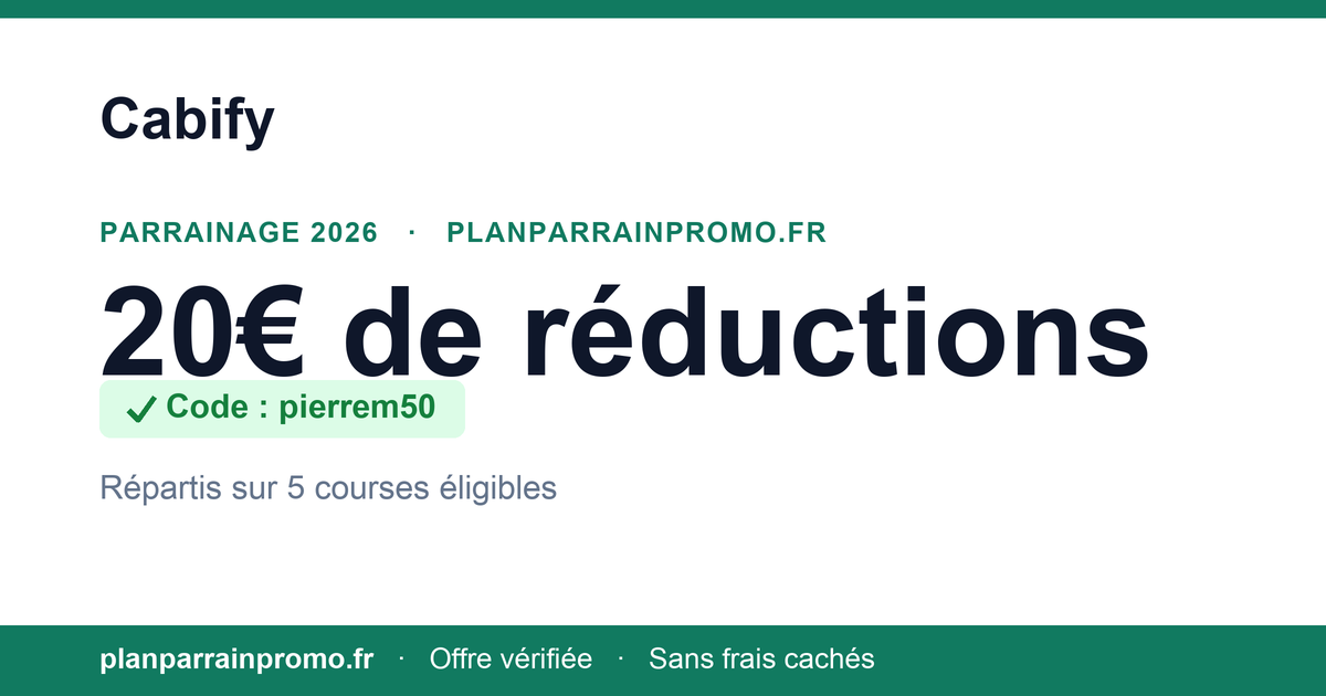 Code parrainage Cabify pierrem50, 20 € sur 5 courses
