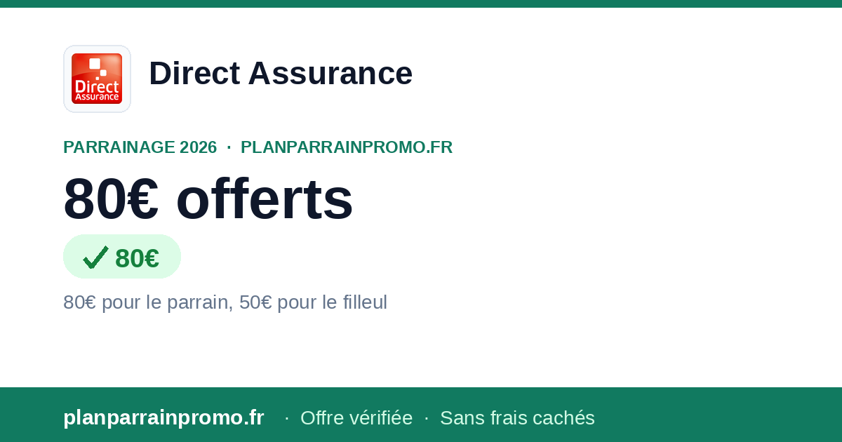 Code Parrainage Direct Assurance 2026 : 80€ pour le parrain