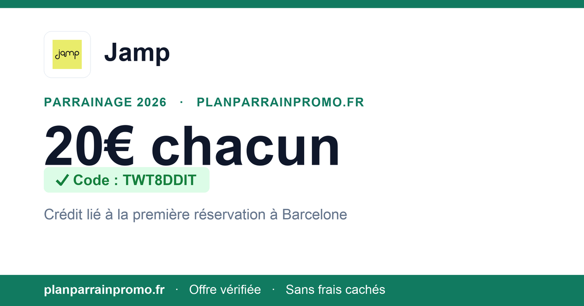 Jamp Referral Code TWT8DDIT, €20 Each in Barcelona