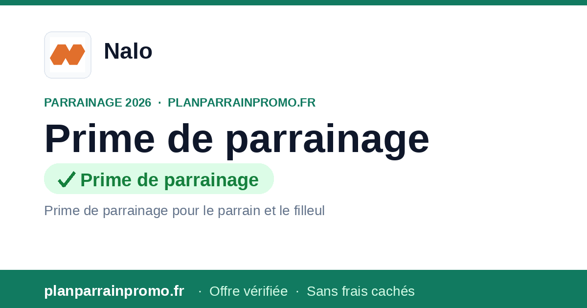Parrainage Nalo : un trimestre de frais offerts