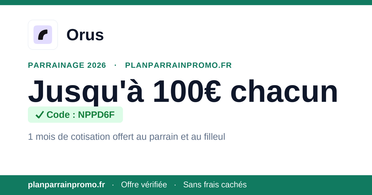 Orus推荐码2026：免费1个月保费（最高100€）