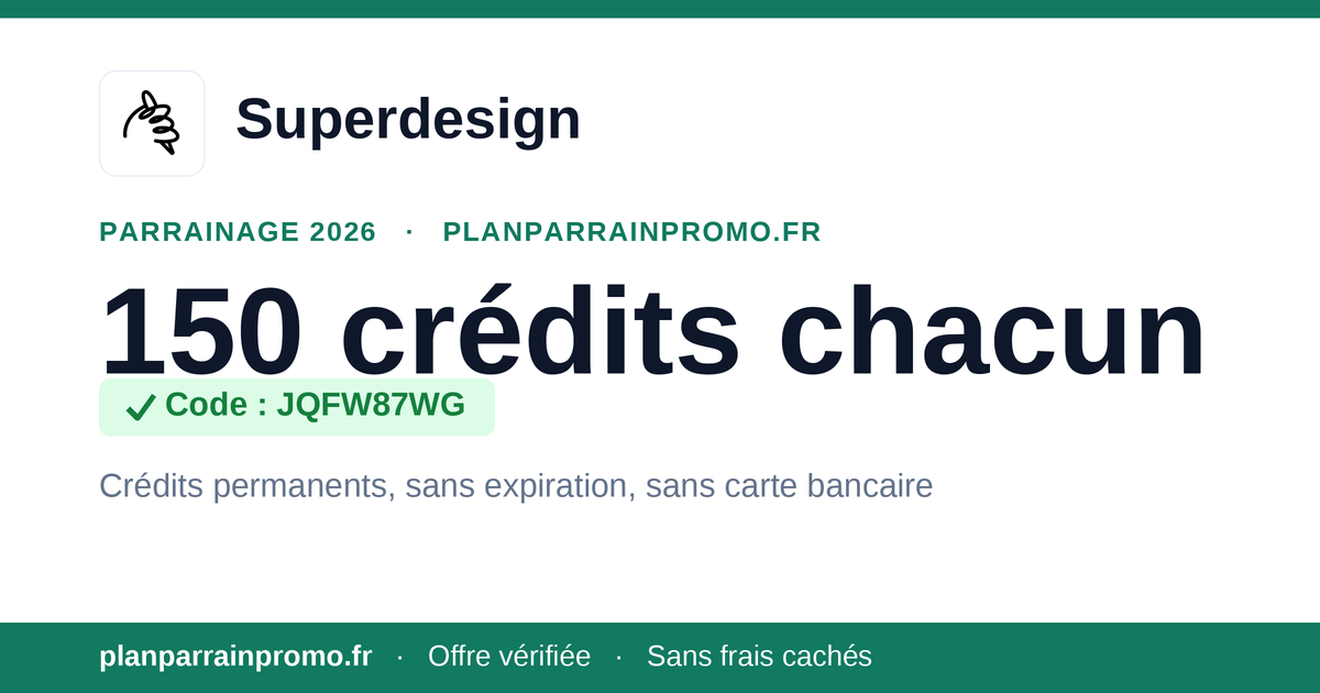 Código Referido Superdesign 2026: 150 créditos gratis