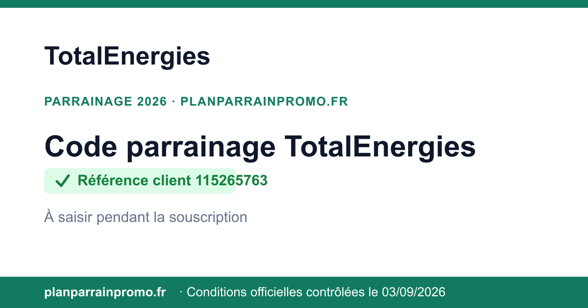 Código Referido TotalEnergies 2026: 115265763