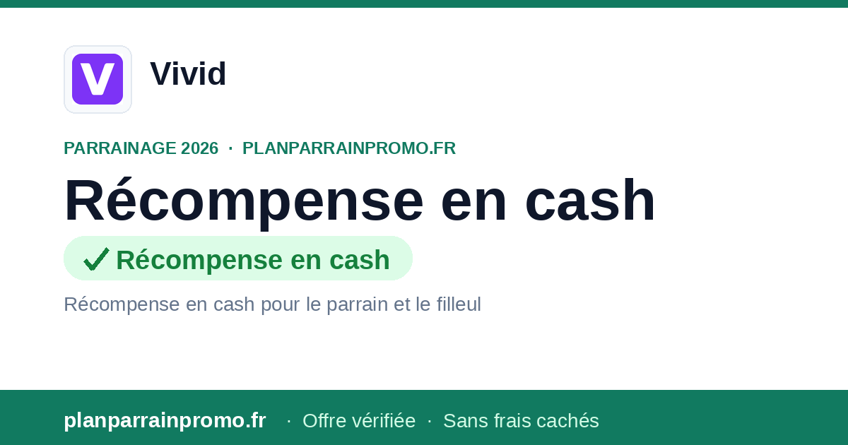 Parrainage Vivid - Néobanque avec cashback et investissement