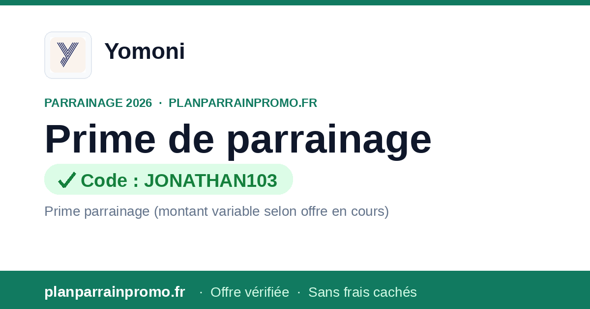 Parrainage Yomoni 2026 : jusqu'à 500€ (code JONATHAN103)